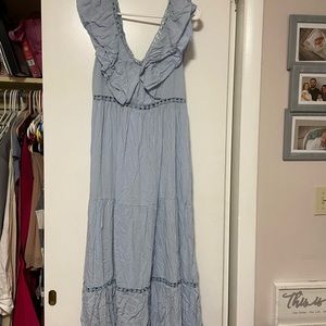 Blue maxi dress, feminine, pretty, size large, tags still attached, never worn